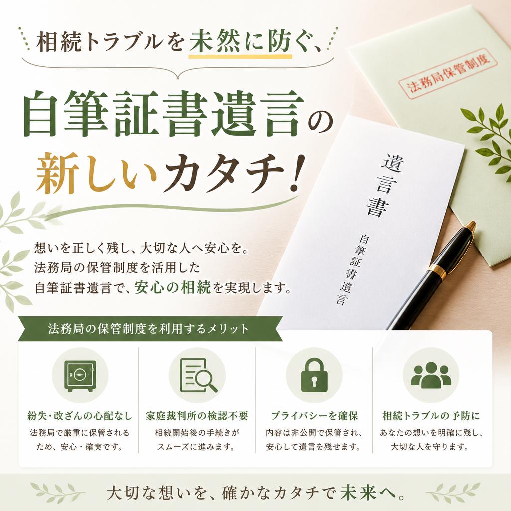 相続トラブルを未然に防ぐ、自筆証書遺言の新しいカタチ！