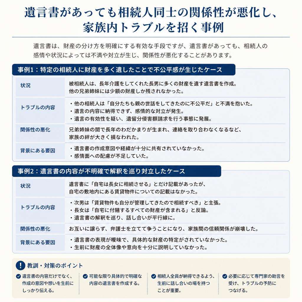 落とし穴その3：相続人の関係性と影響