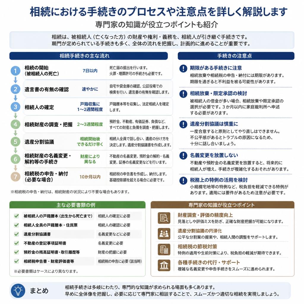 5. 相続手続きの流れと注意点