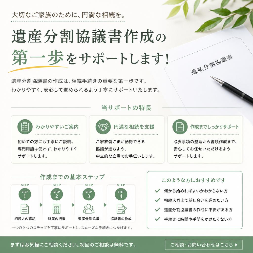 遺産分割協議書作成の第一歩をサポートします！